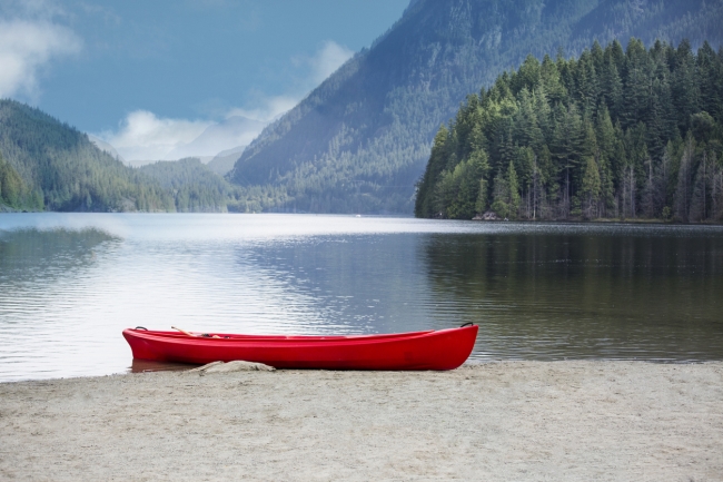 A canoe by Buntzen Lake, BC, Canada