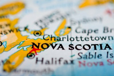 A map of Nova Scotia, Canada