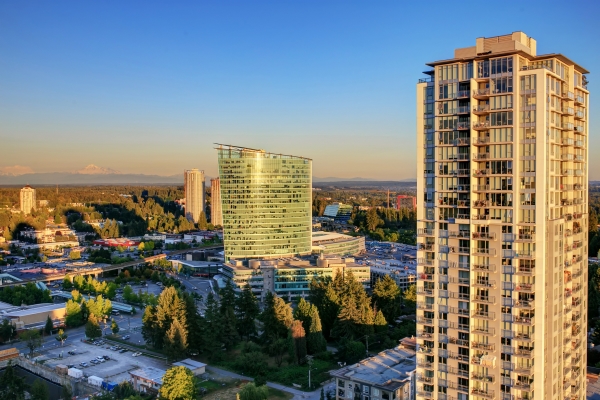 British Columbia skyline in the evening time