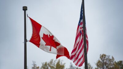 Canada us border flags 1