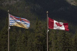 The flags of British Columbia and Canada