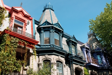 Apartment buildings in the Plateau Mont-Royal neighbourhood of Montreal, Quebec, Canada