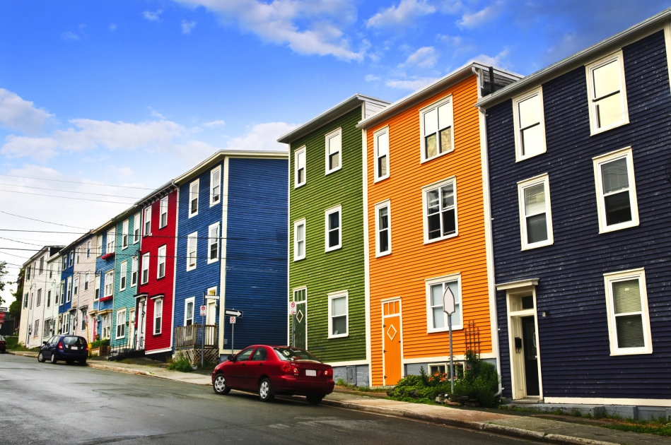Colorful homes in St John's Newfoundland, Canada in Newfoundland, Canada