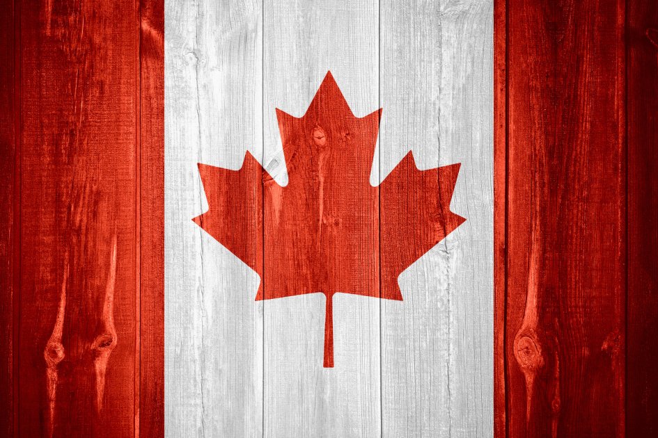 The Canadian Flag painted on wood