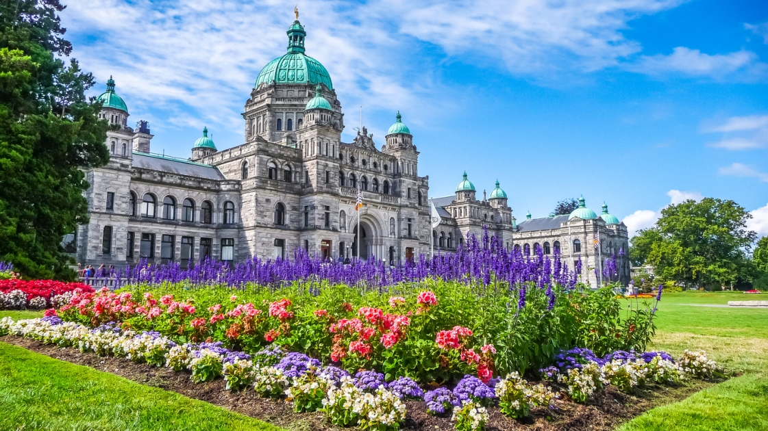 A view of parliament building in British Columbia, Canada.