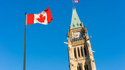 Canada parliament building flag