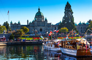 A daytime view of British Columbia's Legislative Building.