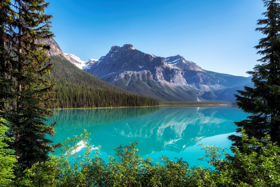 A view of Emerald lake in the Rockies, British Columbia.