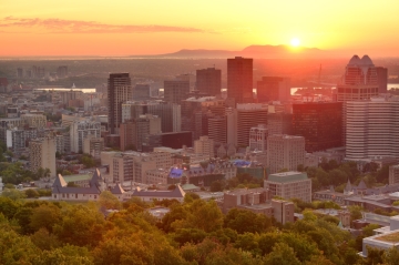 McGill University in Montreal, Quebec, Canada, as shown from the southern slope of Mount Royal