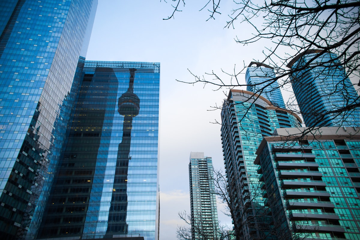 CN Tower and skyscrapers. Metropolitan area.