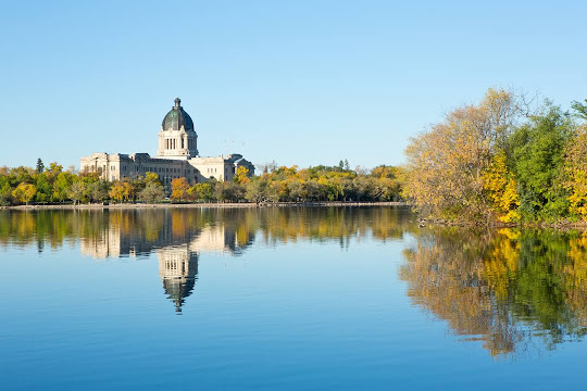 An evening view of the city of Regina in the Canadian province of Saskatchewan.