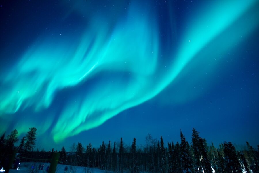 Northern lights stream across the arctic sky near yellowknife picture id466655832